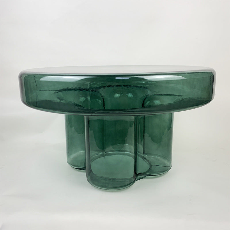 Contemporary Scandinavian Round Glass Coffee Table For Living Room