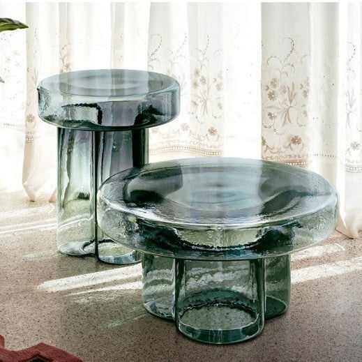 Contemporary Scandinavian Round Glass Coffee Table For Living Room