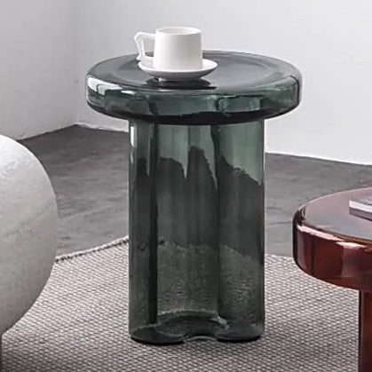 Contemporary Scandinavian Round Glass Coffee Table For Living Room