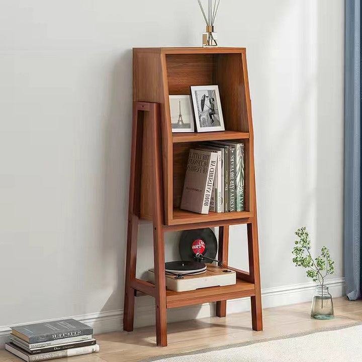 Bibliothèque carrée minimaliste moderne en pin massif et panneau de fibres de bois de densité moyenne, 1/2 armoire, pour salon 