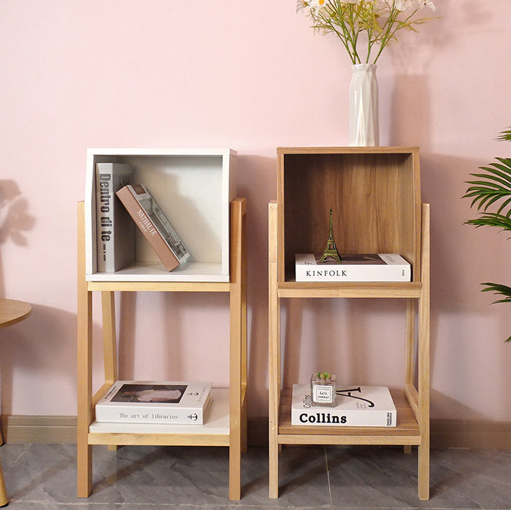 Bibliothèque carrée minimaliste moderne en pin massif et panneau de fibres de bois de densité moyenne, 1/2 armoire, pour salon 
