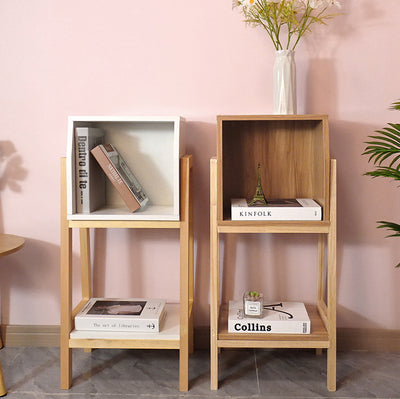 Modern Minimalist Square Pine Solid Wood Medium-Density Fiberboard Bookshelf 1/2-Cabinet For Living Room