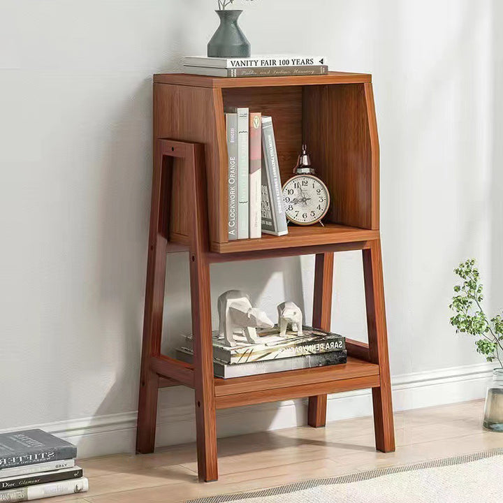 Bibliothèque carrée minimaliste moderne en pin massif et panneau de fibres de bois de densité moyenne, 1/2 armoire, pour salon 