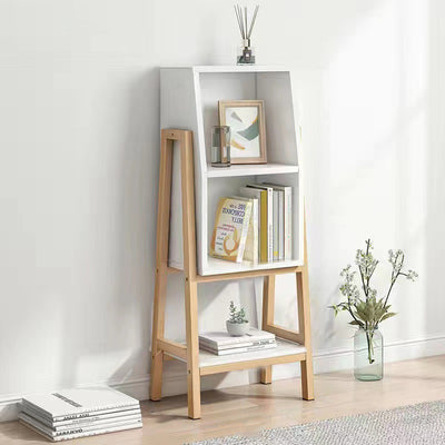Modern Minimalist Square Pine Solid Wood Medium-Density Fiberboard Bookshelf 1/2-Cabinet For Living Room