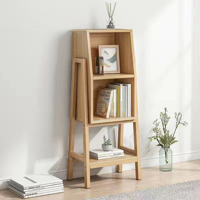 Modern Minimalist Square Pine Solid Wood Medium-Density Fiberboard Bookshelf 1/2-Cabinet For Living Room