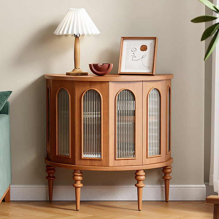 Traditionelles halbrundes Vintage-Sideboard aus Kirschholz, Sperrholz und Acryl mit 1 Schrank für das Esszimmer 
