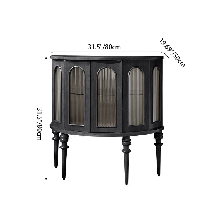 Traditionelles halbrundes Vintage-Sideboard aus Kirschholz, Sperrholz und Acryl mit 1 Schrank für das Esszimmer 