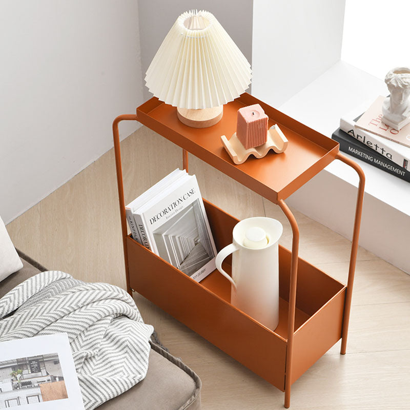 Modern Minimalist Rectangular Iron Side Table 1-Tier 1-Cabinet For Living Room
