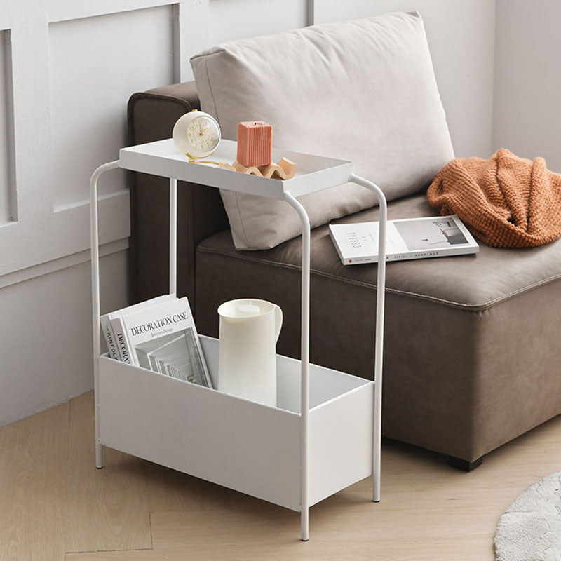 Modern Minimalist Rectangular Iron Side Table 1-Tier 1-Cabinet For Liv ...