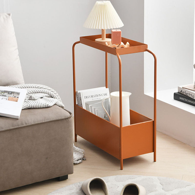 Modern Minimalist Rectangular Iron Side Table 1-Tier 1-Cabinet For Living Room