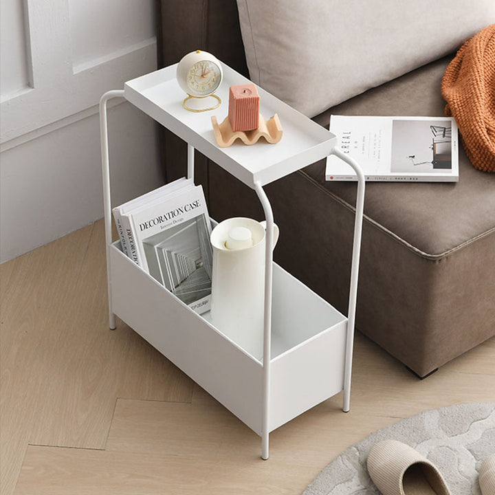 Modern Minimalist Rectangular Iron Side Table 1-Tier 1-Cabinet For Living Room
