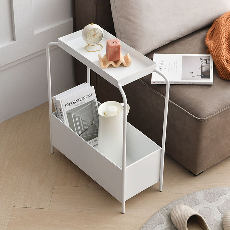 Modern Minimalist Rectangular Iron Side Table 1-Tier 1-Cabinet For Living Room