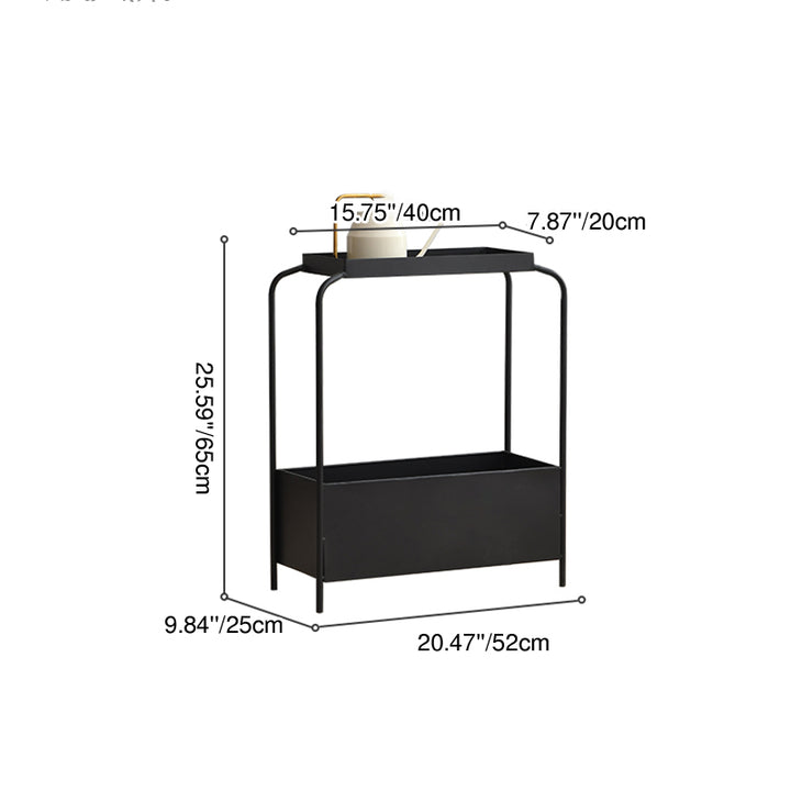 Modern Minimalist Rectangular Iron Side Table 1-Tier 1-Cabinet For Living Room