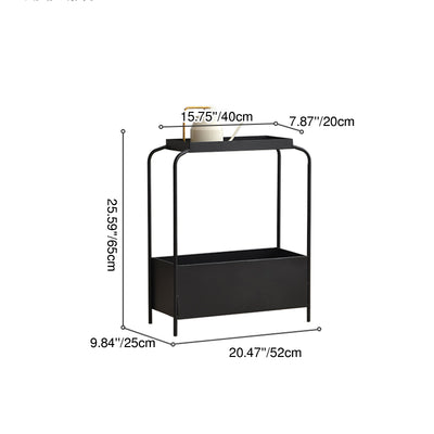 Modern Minimalist Rectangular Iron Side Table 1-Tier 1-Cabinet For Living Room