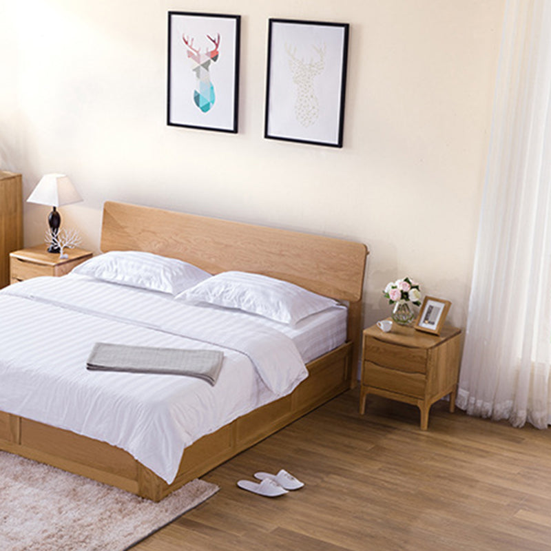 Modern Minimalist Square Red Oak Solid Wood Paulownia Solid Wood Nightstand 2-Drawer For Bedroom