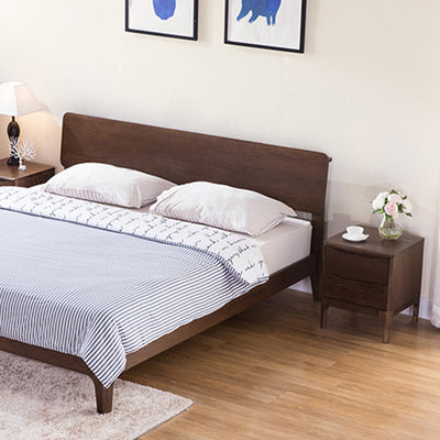 Modern Minimalist Square Red Oak Solid Wood Paulownia Solid Wood Nightstand 2-Drawer For Bedroom