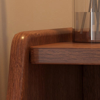 Contemporary Scandinavian Rectangular Rubberwood Solid Wood Space-Saving Nightstand 1-Tier 2-Drawer For Bedroom