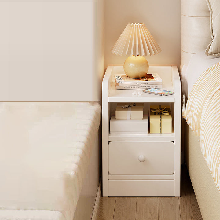 Moderner minimalistischer rechteckiger Nachttisch aus Sperrholz mit 1/2 Schubladen, platzsparend, für das Schlafzimmer 
