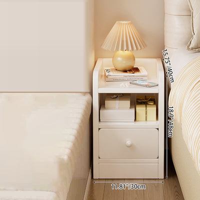 Modern Minimalist Rectangular Solid Wood Plywood Space-Saving Nightstand 1/2-Drawer For Bedroom