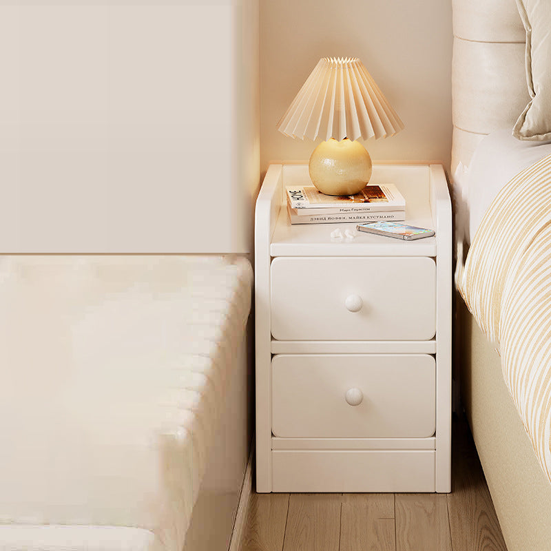 Modern Minimalist Rectangular Solid Wood Plywood Space-Saving Nightstand 1/2-Drawer For Bedroom