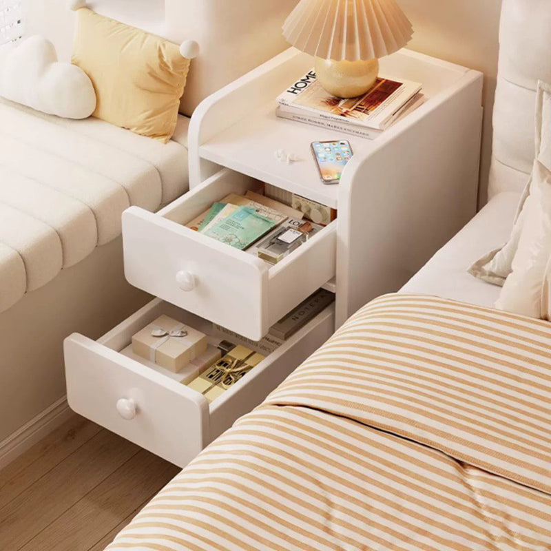 Modern Minimalist Rectangular Solid Wood Plywood Space-Saving Nightstand 1/2-Drawer For Bedroom