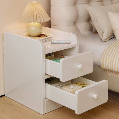 Modern Minimalist Rectangular Solid Wood Plywood Space-Saving Nightstand 1/2-Drawer For Bedroom