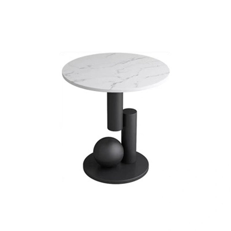 Contemporary Creative Round Sintered Stone Iron Side Table 1-Tier For Living Room