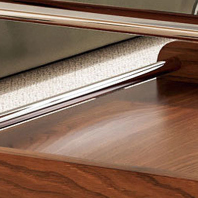 Traditional Vintage Rectangular Tempered Glass Plywood Stainless Steel Foldable Movable Coffee Table 2-Drawer For Living Room