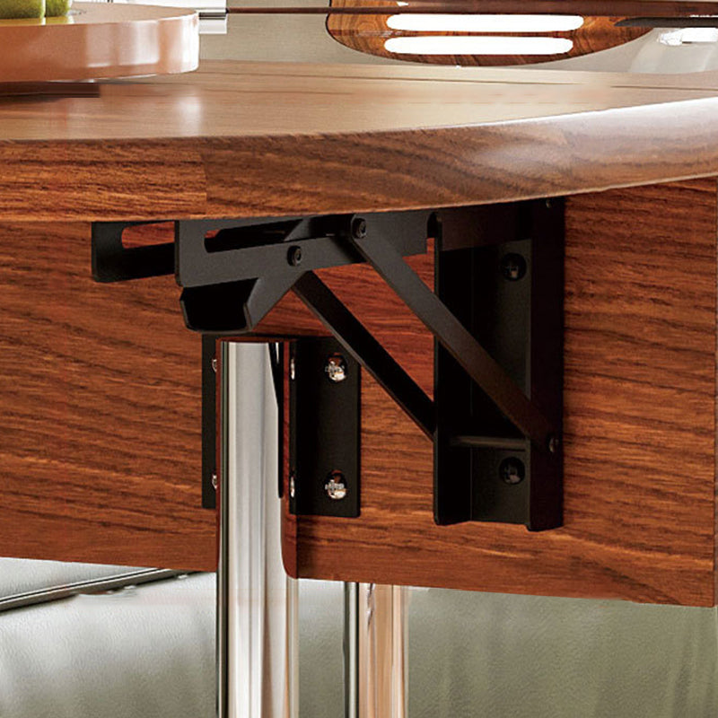 Traditional Vintage Rectangular Tempered Glass Plywood Stainless Steel Foldable Movable Coffee Table 2-Drawer For Living Room