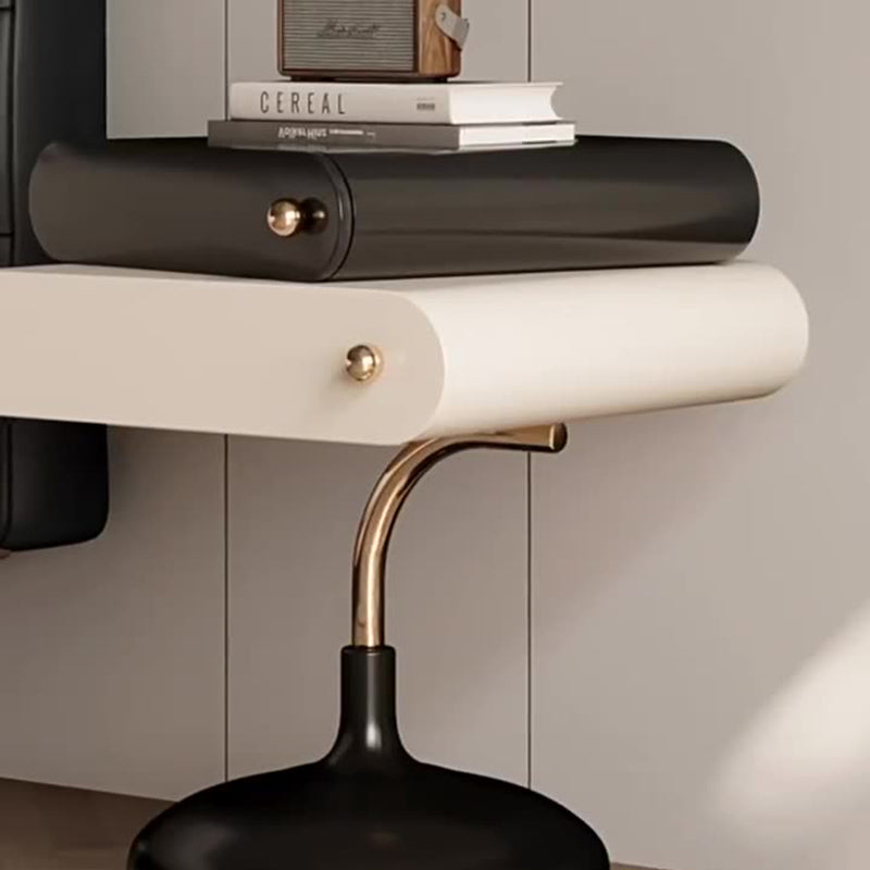 Contemporary Creative Square Plywood Stainless Steel Side Table 2-Drawer For Living Room