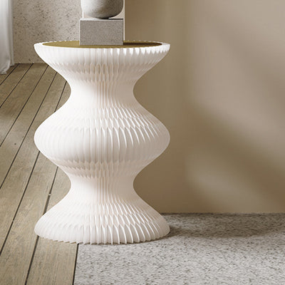 Modern Art Deco Round Kraft Paper Stainless Steel Acrylic Accordion Foldable Side Table For Living Room