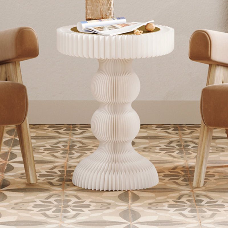 Moderner Art-Deco-Runder Tisch aus Kraftpapier, Edelstahl und Acryl, Akkordeon-Faltbarer Beistelltisch für Wohnzimmer 