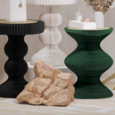 Modern Art Deco Round Kraft Paper Stainless Steel Acrylic Accordion Foldable Side Table For Living Room
