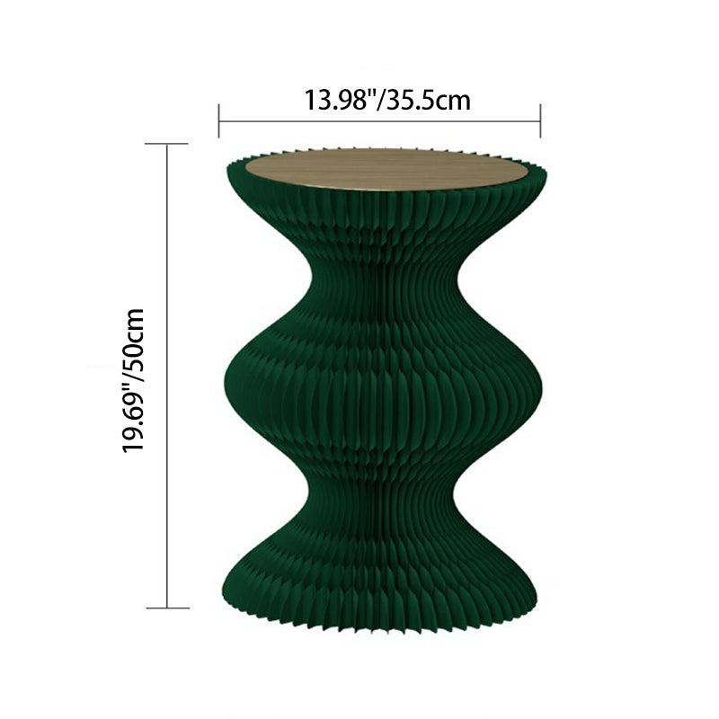 Modern Art Deco Round Kraft Paper Stainless Steel Acrylic Accordion Foldable Side Table For Living Room