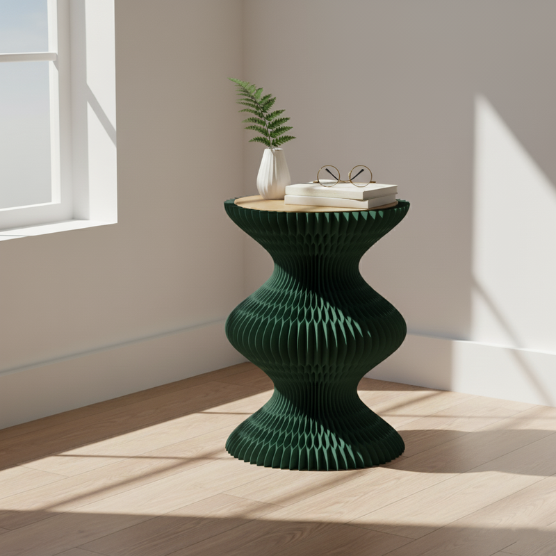 Modern Art Deco Round Kraft Paper Stainless Steel Acrylic Accordion Foldable Side Table For Living Room