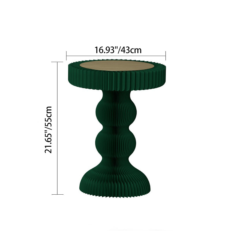 Modern Art Deco Round Kraft Paper Stainless Steel Acrylic Accordion Foldable Side Table For Living Room