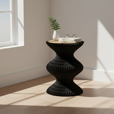 Modern Art Deco Round Kraft Paper Stainless Steel Acrylic Accordion Foldable Side Table For Living Room