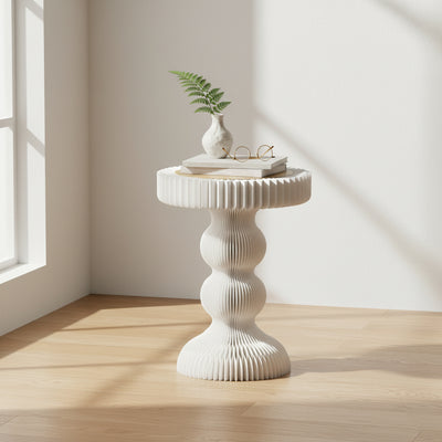 Modern Art Deco Round Kraft Paper Stainless Steel Acrylic Accordion Foldable Side Table For Living Room