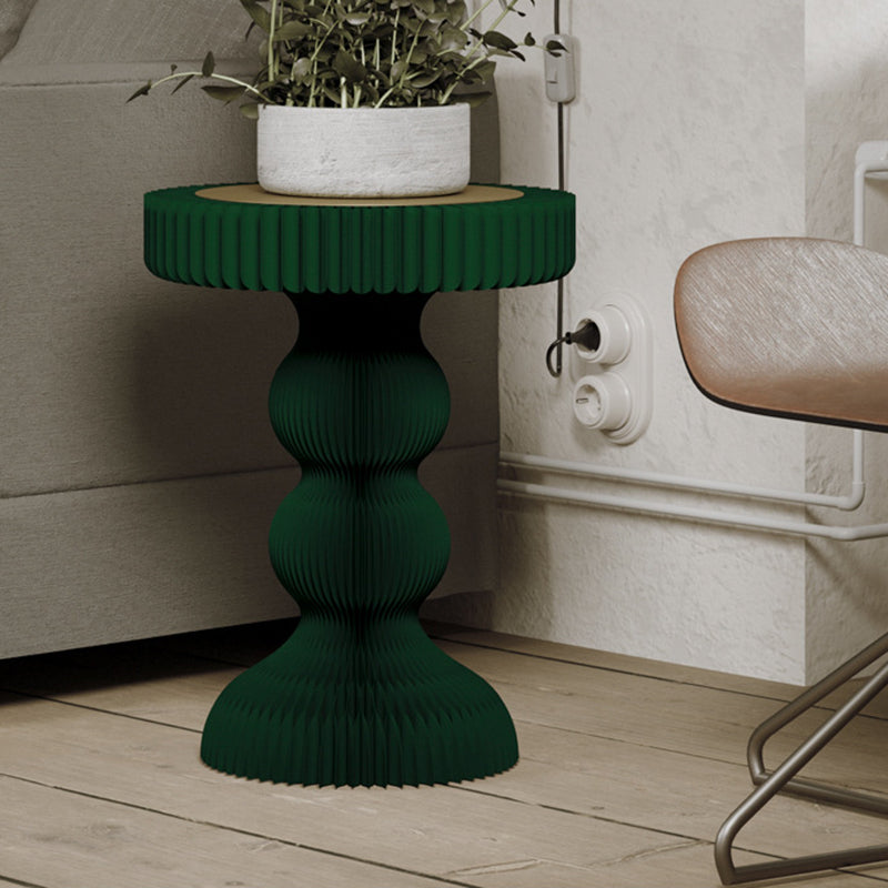 Moderner Art-Deco-Runder Tisch aus Kraftpapier, Edelstahl und Acryl, Akkordeon-Faltbarer Beistelltisch für Wohnzimmer 