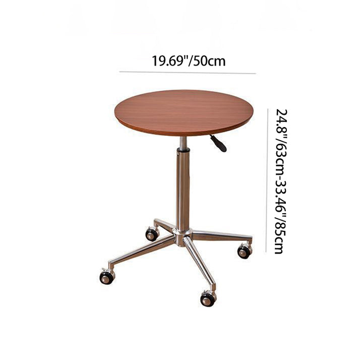Mesa Auxiliar Movible Ajustable en Altura de Acero al Carbono y Tablero de Fibra de Densidad Media Redonda Minimalista Moderna Para Sala de Estar 