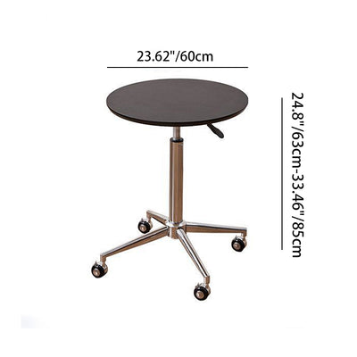 Modern Minimalist Round Medium-Density Fiberboard Carbon Steel Height-Adjustable Movable Side Table For Living Room