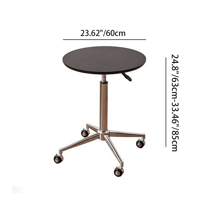Modern Minimalist Round Medium-Density Fiberboard Carbon Steel Height-Adjustable Movable Side Table For Living Room