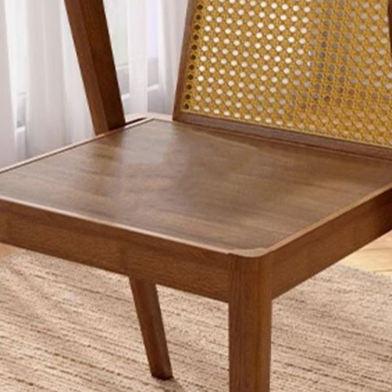 Traditional Chinese Square Rubberwood Solid Wood Backrest Desk & Chair Set For Living Room