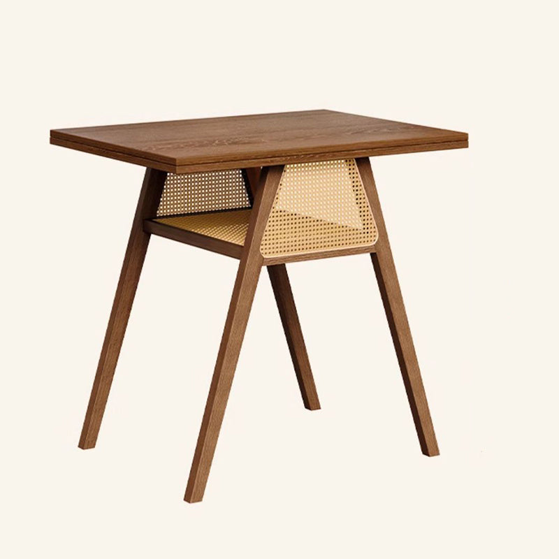 Traditional Chinese Square Rubberwood Solid Wood Backrest Desk & Chair Set For Living Room