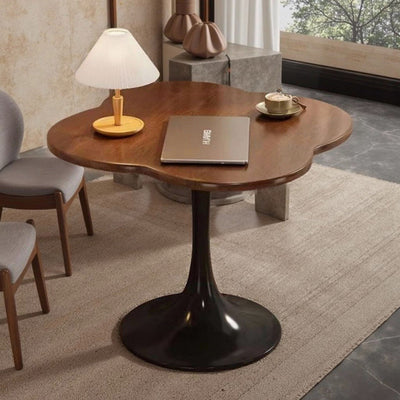 Contemporary Scandinavian Round Medium-Density Fiberboard Carbon Steel Quatrefoil-Shaped Side Table For Living Room