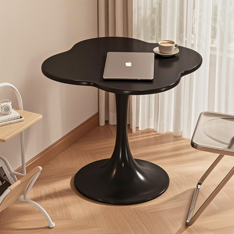 Contemporary Scandinavian Round Medium-Density Fiberboard Carbon Steel Quatrefoil-Shaped Side Table For Living Room
