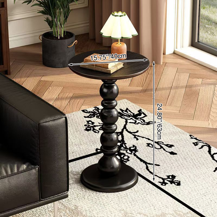 Table basse ronde moderne de style mid-century en bois d'hévéa massif, 1/2 niveau, pour salon 