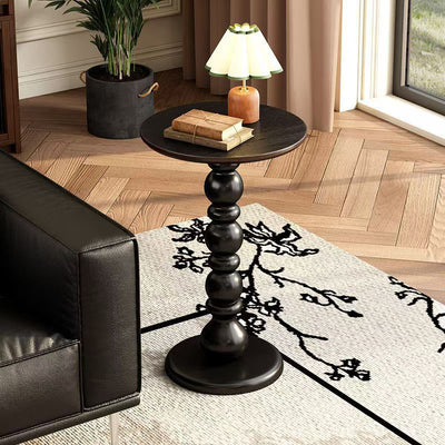 Modern Mid-Century Round Rubberwood Solid Wood Coffee Table 1/2-Tier For Living Room