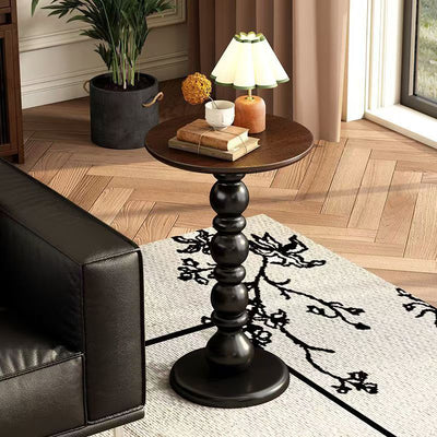 Modern Mid-Century Round Rubberwood Solid Wood Coffee Table 1/2-Tier For Living Room