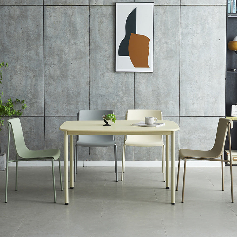 Contemporary Scandinavian Square PP Iron Stackable Backrest Dining Chair For Dining Room